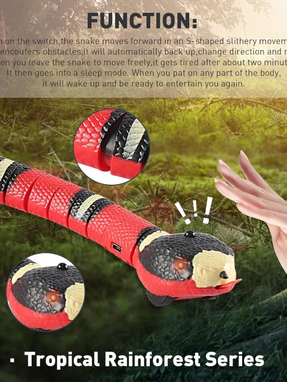 USB Rechargeable,Automatically Sense Obstacles and Escape,Electric Tricky Snake - Picture 5 of 10